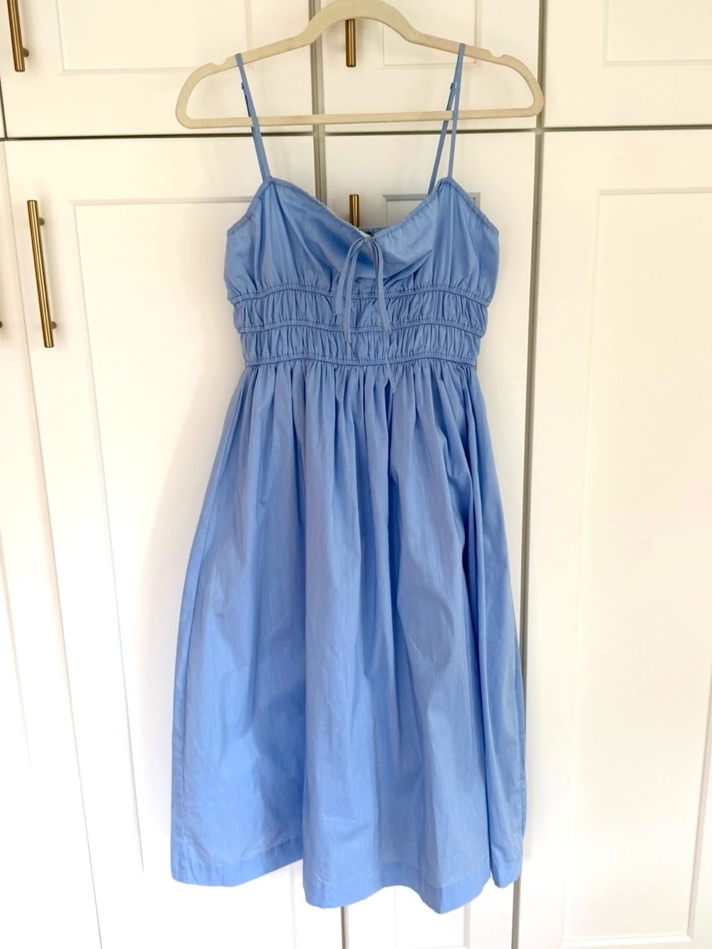 Anthropologie Light Blue Smocked Bust Midi Sundress